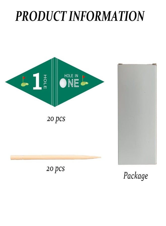 VOWFOO Golf Themed Toothpick Flags, 20 PCS Hole In One 1st Birthday Golf Cocktail Picks Mini Stick Cupcake Toppers Flags for Baby 1st Birthday Party Food Bar Decorations (Green Hole In 1) - Image 2
